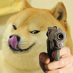表情包神烦柴犬拿枪表情包