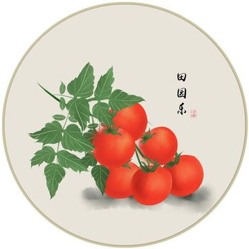 新中式手绘水果蔬菜民俗装饰画