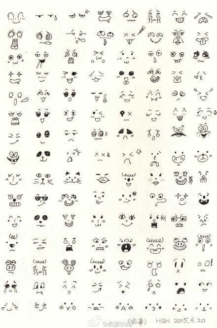 简笔画手账素材颜文字表情.