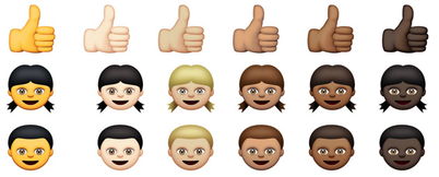 苹果最新beta版ios和osx,已预载不同肤色的emoji