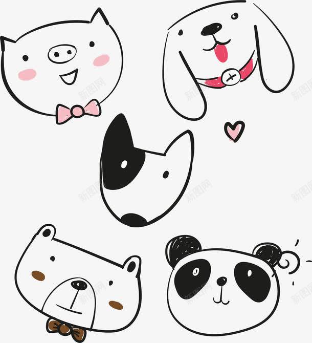可爱手账小动物头像平面电商创意素材小猪素材