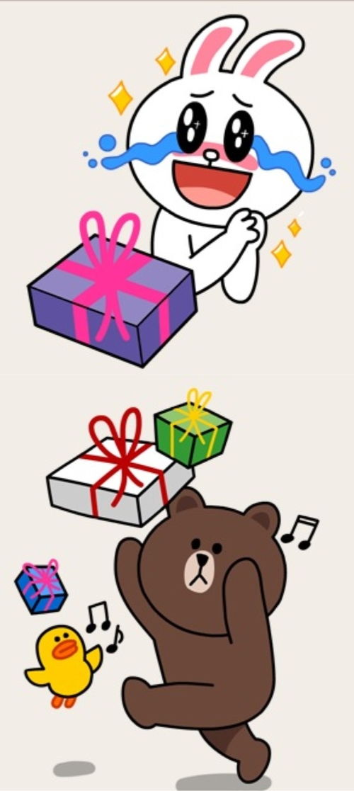 line表情情侣头像布朗熊和妮可兔
