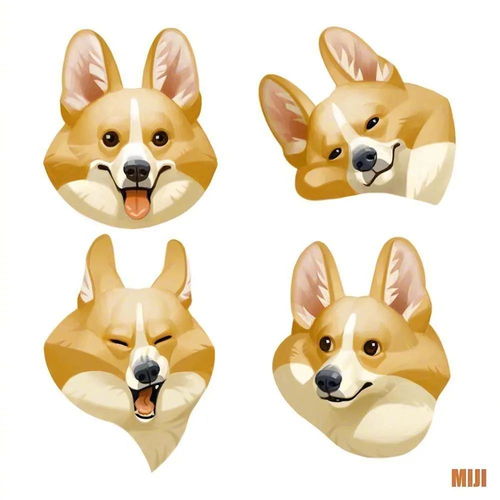 作者miji动物表情参考柴犬狗线稿手稿针管笔插画