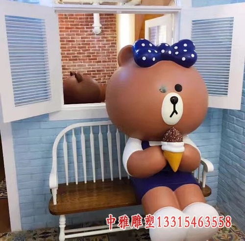 布朗熊可妮兔卡通玻璃钢雕塑佛山树脂布朗熊可妮兔雕塑加工厂