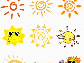卡通手绘线条可爱太阳表情笑脸海报素材背景图片png