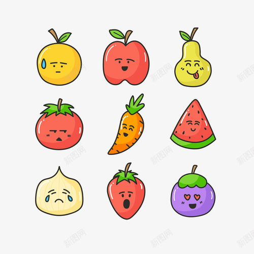 emoji卡通可爱水果表情包矢量图苹果草莓表情包西瓜元素免抠png设计图片免费下载页面网页平面电商创意素材人物表情包素材