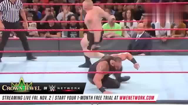 wwe精彩回首宿命得对决,看布洛克慎重得表情就知道对手不简单