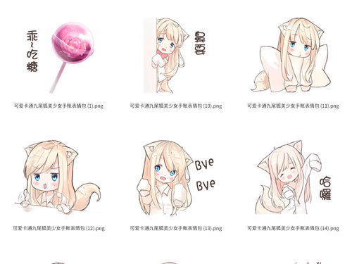 卡通九尾狐美少女手账表情包装饰美化素材图片模板下载0.77mb其他大全...