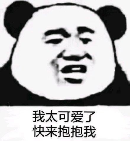 熊猫头表情包我太可爱了,快来抱抱我