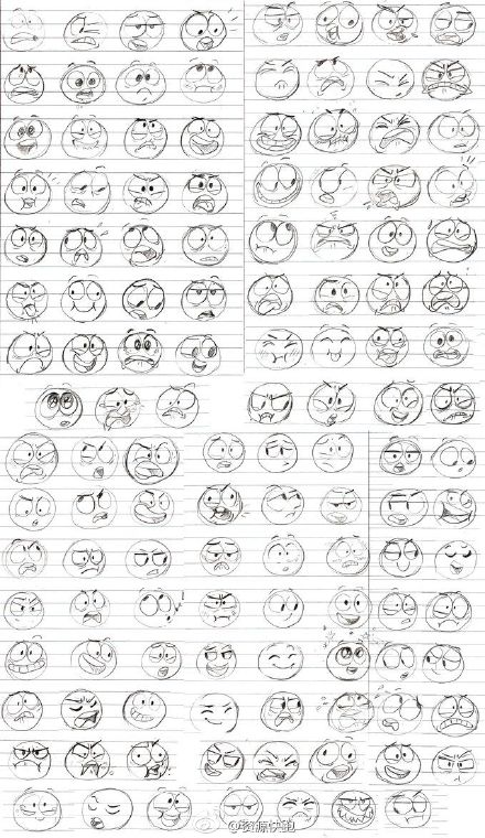 简笔画手账素材颜文字表情.